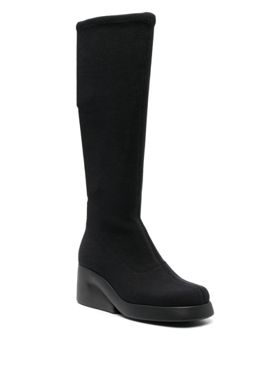 Shop Camper Wedged Knee-length Boots In Black