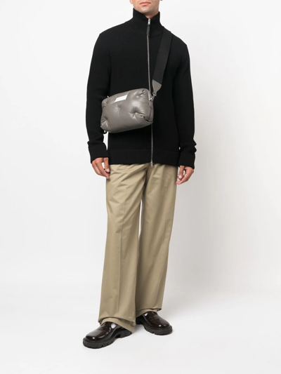 Maison Margiela Men Wool Blend Zipped Cardigan In Black