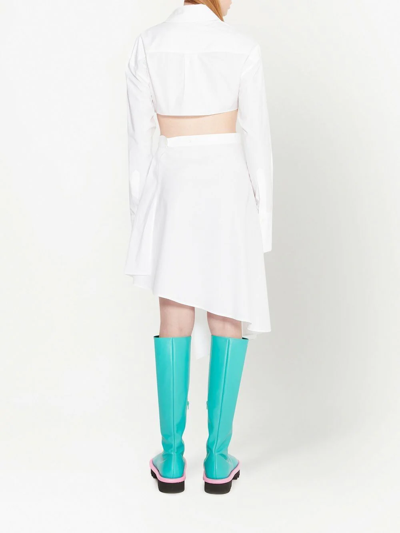 Shop Jw Anderson Twisted Cut-out Shirt Dress In White