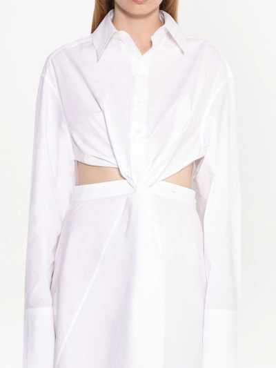 Shop Jw Anderson Twisted Cut-out Shirt Dress In White