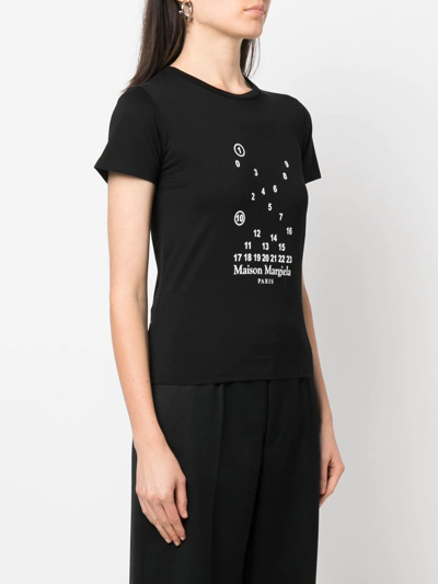 Shop Maison Margiela Numbers-motif Cotton T-shirt In Black