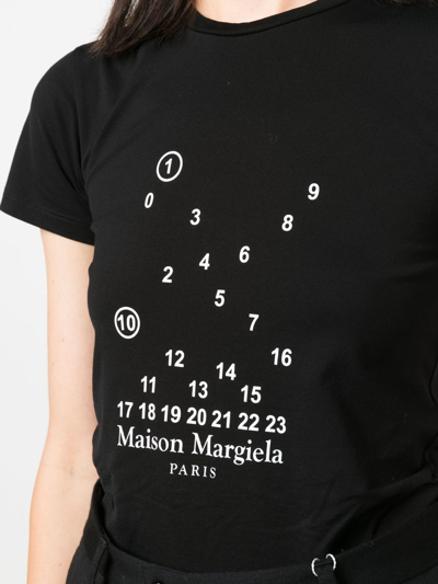 Shop Maison Margiela Numbers-motif Cotton T-shirt In Black