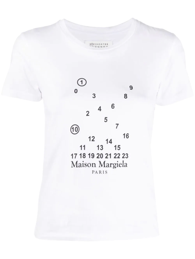 Shop Maison Margiela Numbers-motif Cotton T-shirt In White