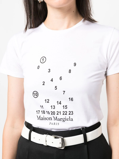 Shop Maison Margiela Numbers-motif Cotton T-shirt In White