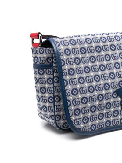Shop Gucci Jacquard Logo-patch Messenger Bag In Blue