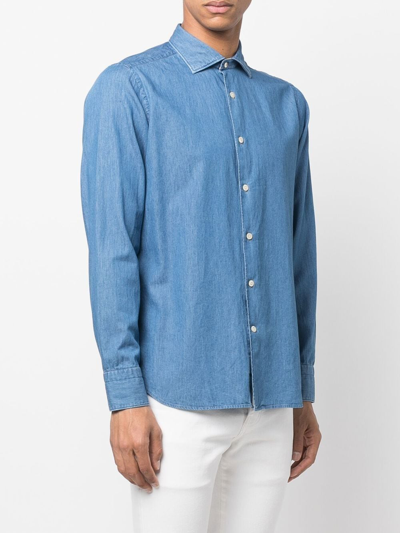 Tintoria Mattei Long-sleeve Denim Shirt In Blue