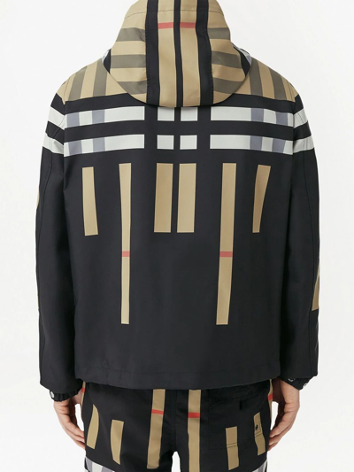 Shop Burberry Sliced-check Hooded Jacket In Black