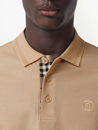 Shop Burberry Monogram-motif Piqué Polo Shirt In Neutrals