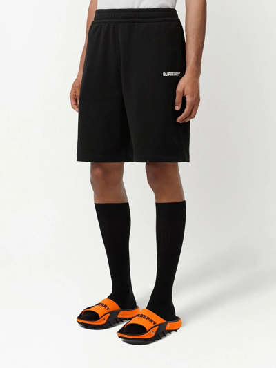 Burberry Raphael Logo Cotton Jersey Sweat Shorts In Black
