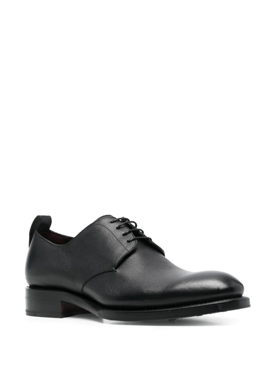 Shop Brioni Leather Derby Shoes In Black