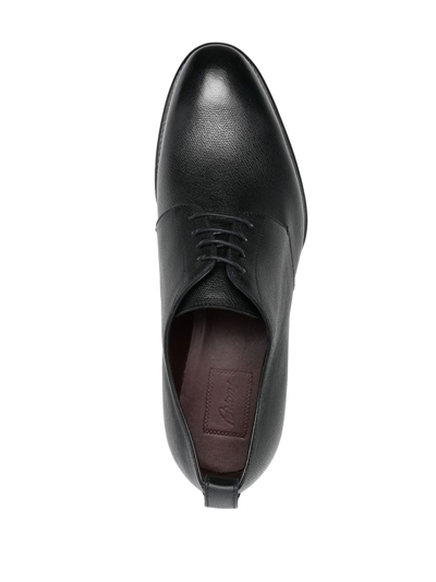 Shop Brioni Leather Derby Shoes In Black