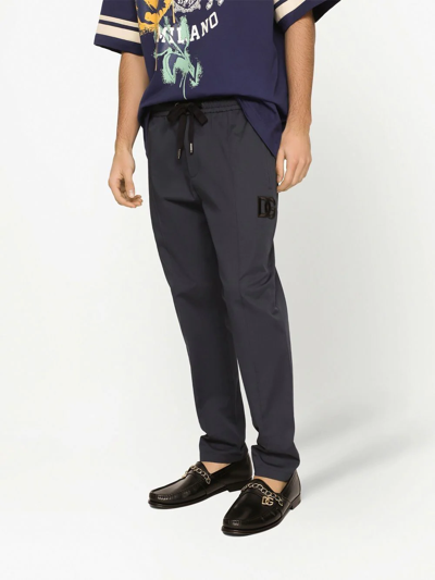 Shop Dolce & Gabbana Embroidered-logo Track Trousers In Blue