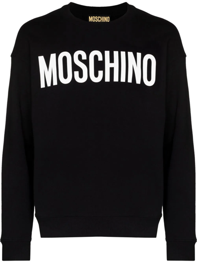 Shop Moschino Logo-print Cotton Sweatshirt In Black
