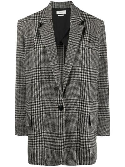 Shop Isabel Marant Étoile Cikaito Oversized Plaid Coat In Black