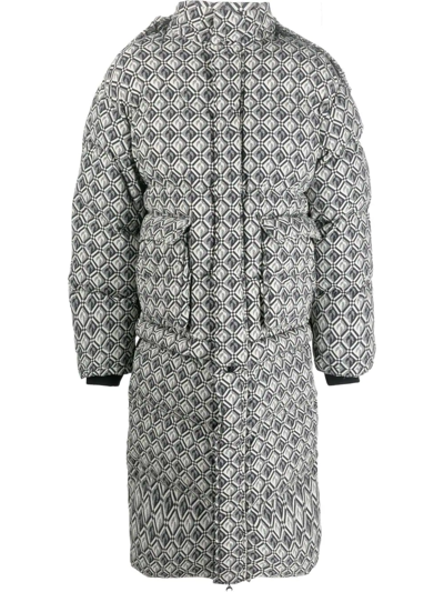 Shop Marine Serre Moon Diamond-pattern Oversized Puffer Coat In White