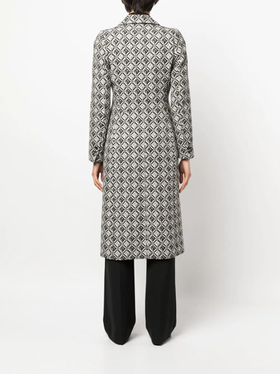 Marine Serre Monogram-pattern Single-breasted Coat In White