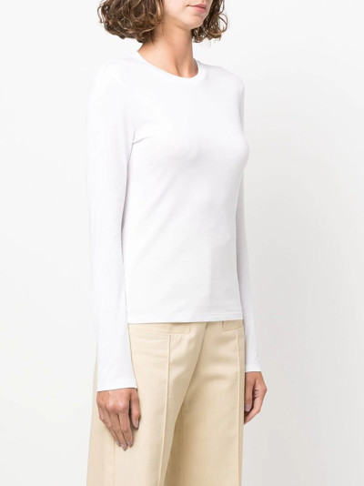 Theory Long-sleeved Cotton T-shirt In White