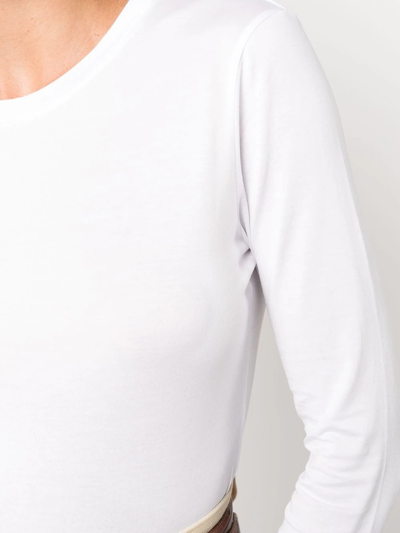 Theory Long-sleeved Cotton T-shirt In White