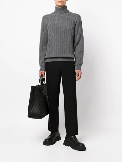 Shop Corneliani Knitted Roll-neck Jumper In Grey