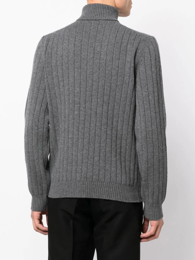 Shop Corneliani Knitted Roll-neck Jumper In Grey