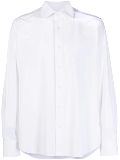 Shop Corneliani Long-sleeve Dress Shirt In White
