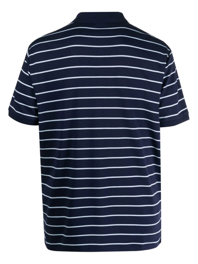 Shop Polo Ralph Lauren Striped Cotton Polo Shirt In Blue