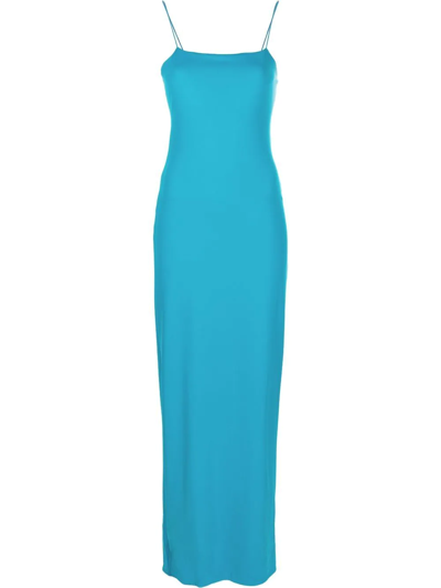 Shop Alice And Olivia Square-neck Spaghetti-strap Dress In Blue