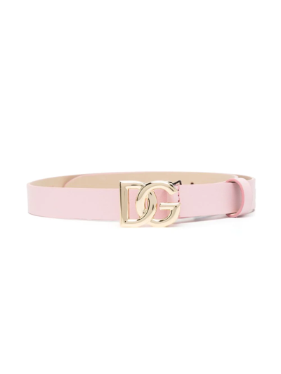 Shop Dolce & Gabbana Logo-buckle Leather Belt In Pink