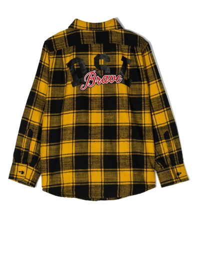 Shop Diesel Checked Logo-patch Shirt In Yellow