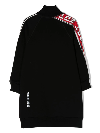 Dsquared2 Logo-print Half-zip Dress In Black