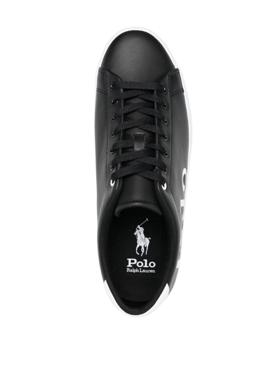Shop Polo Ralph Lauren Longwood Side Logo-print Sneakers In Black