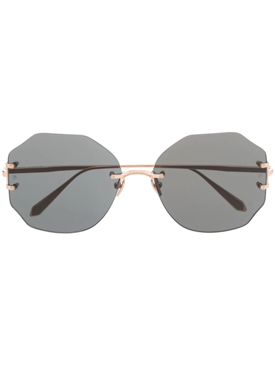 Linda Farrow Lisette Geometric-frame Sunglasses In Black