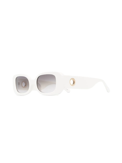 Linda Farrow Eyelet-embellished Oval-frame Sunglasses In White