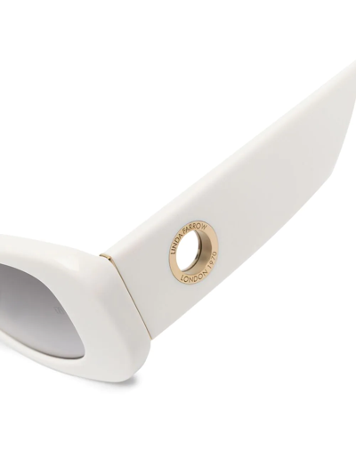 Linda Farrow Eyelet-embellished Oval-frame Sunglasses In White