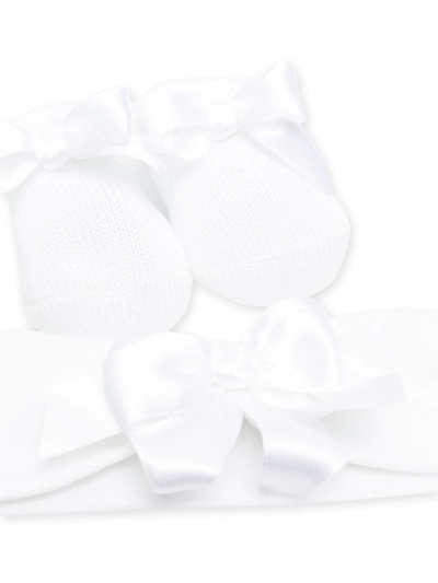 Shop La Perla Bow-detail Booties & Head Band In White