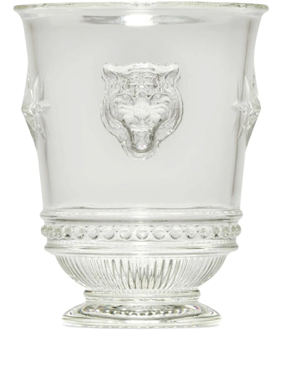 Shop Gucci Tiger Head Glass (11.5cm X 9.2cm) In White