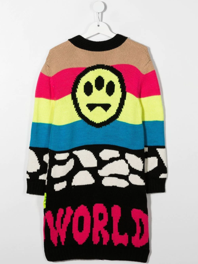 Barrow Jacquard Wool Blend Knit Cardigan In Black