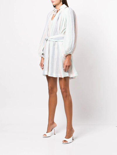 Shop Lisa Marie Fernandez Striped Linen Mini Dress In Multicolour