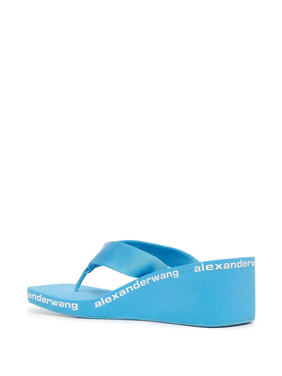 Shop Alexander Wang Logo-print Thong-strap Sandals In Blue