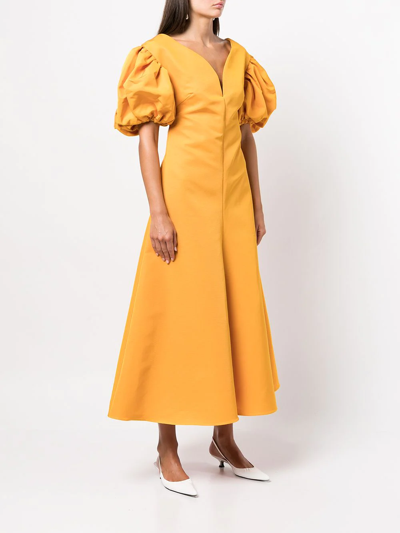 Shop Rosie Assoulin Short Puff Sleeves Gown In Yellow