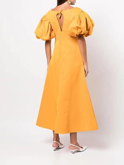 Shop Rosie Assoulin Short Puff Sleeves Gown In Yellow