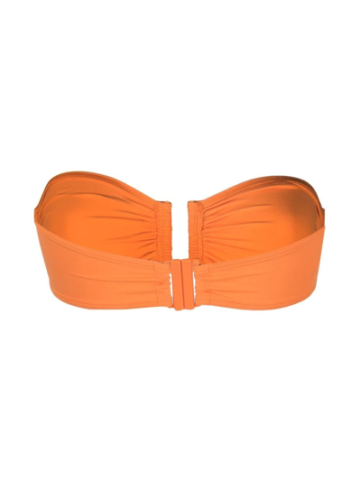 Shop Eres Pleated Bandeau Bikini Top In Orange