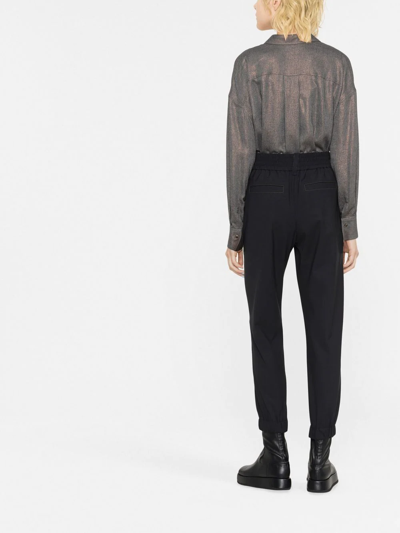 Shop Brunello Cucinelli High-waist Tapered Trousers In Black