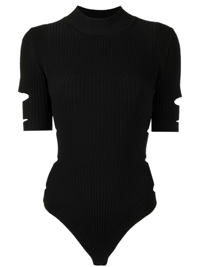 Shop Jonathan Simkhai Short-sleeve Fitted Bodysuit In Black