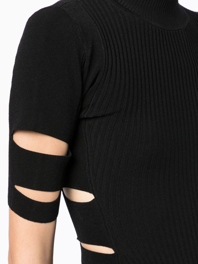 Shop Jonathan Simkhai Short-sleeve Fitted Bodysuit In Black
