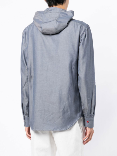Shop Kiton Fitted Hooded Jacket In Blue