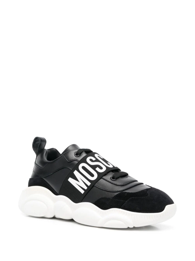 Shop Moschino Logo-print Strap Sneakers In Black