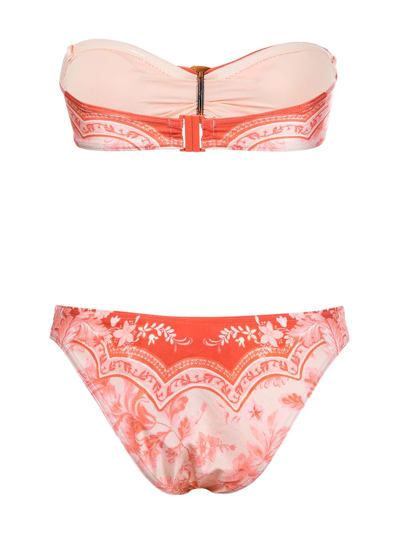 Shop Zimmermann Lyre Bandeau Bikini In Red