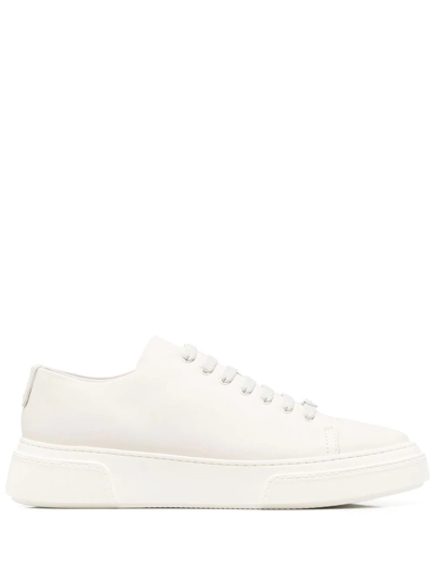 Shop Giorgio Armani Lace-up Low-top Sneakers In White