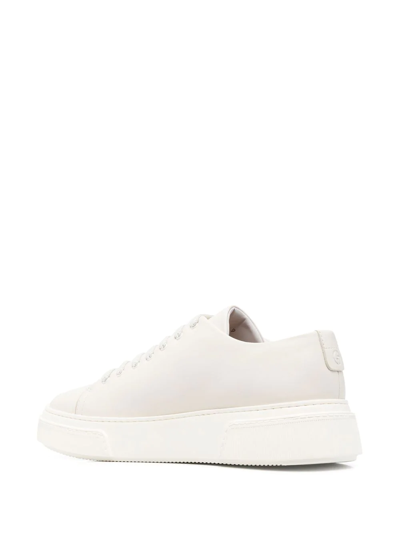 Shop Giorgio Armani Lace-up Low-top Sneakers In White